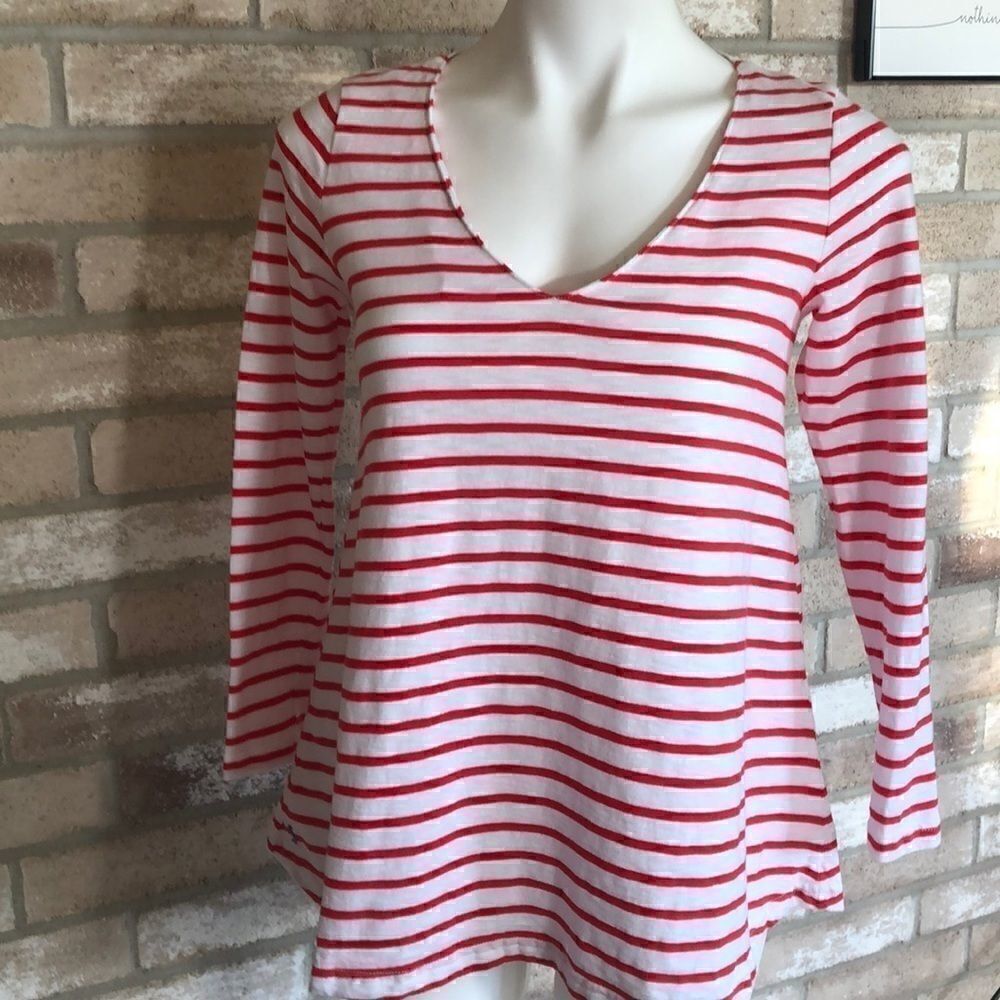 Joules red & white striped v neck